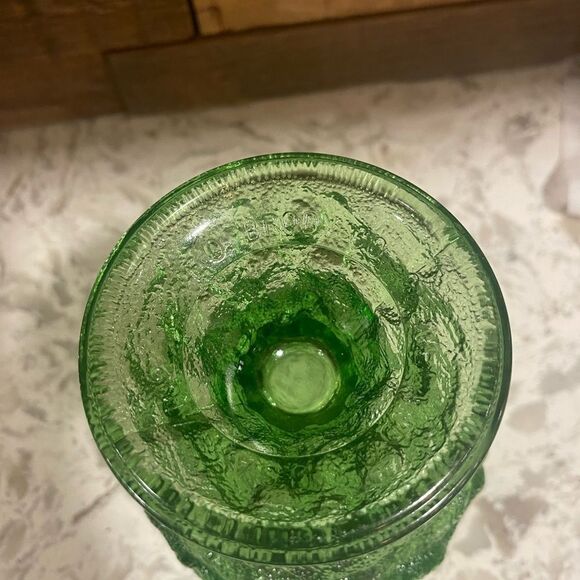 Vintage E.O Brody Co Green Crinkle Glass Compote Flower Vase - Picture 6 of 6
